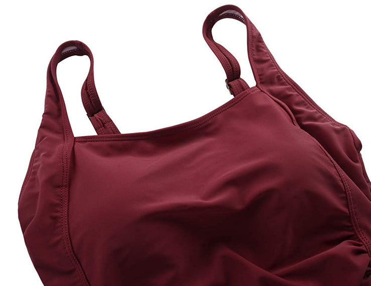 Firpearl Shirred Tank  Vintage Tummy Control Bathing Suits