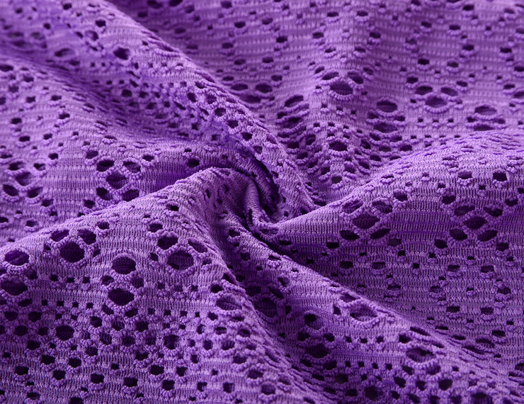 Firpearl Off Shoulder Crochet Mesh Ruffle Casual Dress