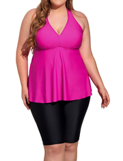Firpearl Plus Size Bathing Suit for Women Flowy Tankini Top with Swim Capris Athletic Two Piece Swimsuits