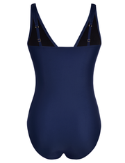 Firpearl Women's Ruffle One Piece Bathing Suits V Neck Vintage Tummy Control Swimsuit Swimwear