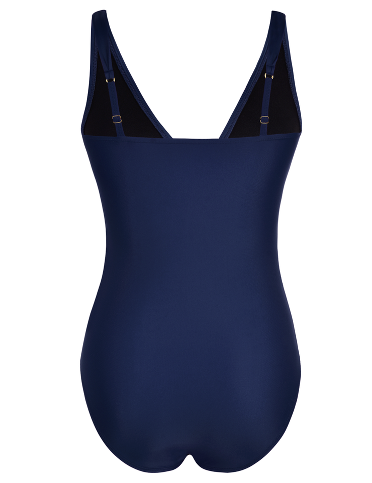 Firpearl Women's Ruffle One Piece Bathing Suits V Neck Vintage Tummy Control Swimsuit Swimwear