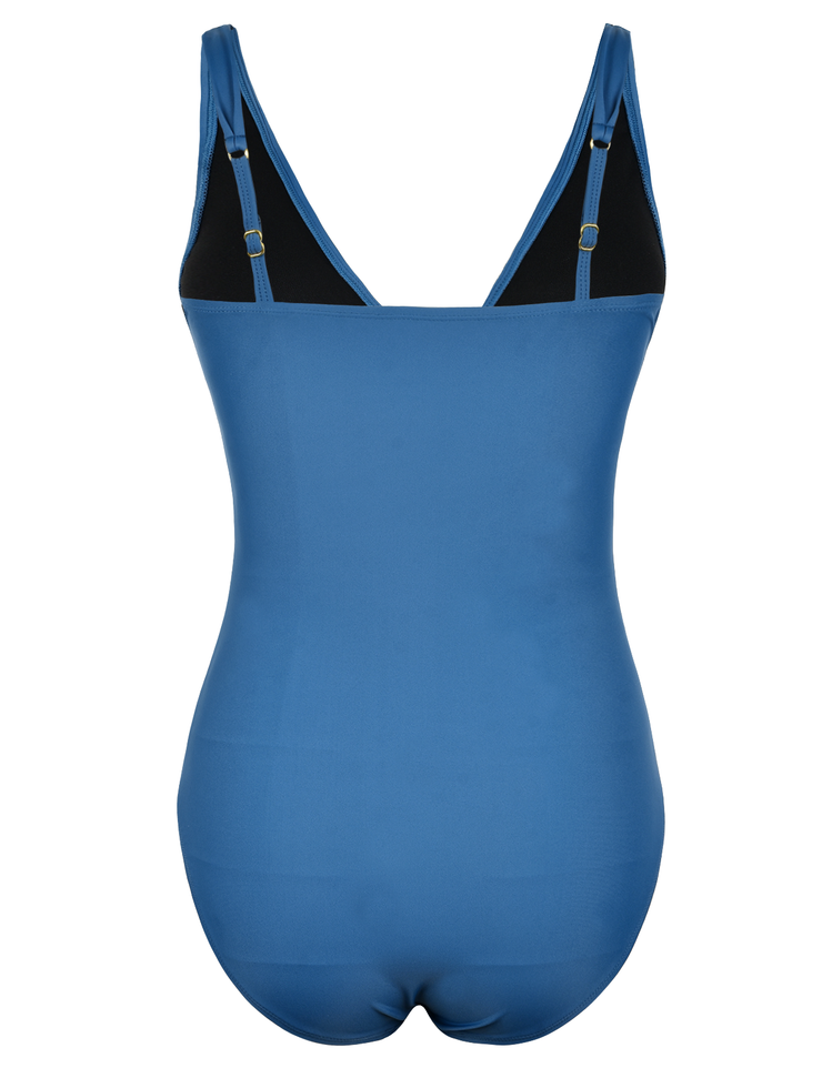 Firpearl Women's Ruffle One Piece Bathing Suits V Neck Vintage Tummy Control Swimsuit Swimwear