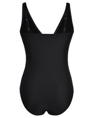 Firpearl Women's Ruffle One Piece Bathing Suits V Neck Vintage Tummy Control Swimsuit Swimwear