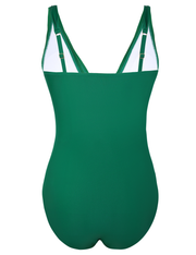 Firpearl Women's Ruffle One Piece Bathing Suits V Neck Vintage Tummy Control Swimsuit Swimwear