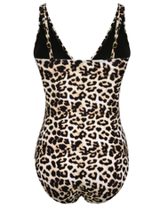 Firpearl Women's Ruffle One Piece Bathing Suits V Neck Vintage Tummy Control Swimsuit Swimwear