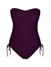 Firpearl Strapless One Piece Bathing Suit for Women Ruched Tummy Control Bandeau Swimsuits Slimming Tube Top Swimwear