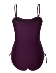 Firpearl Strapless One Piece Bathing Suit for Women Ruched Tummy Control Bandeau Swimsuits Slimming Tube Top Swimwear
