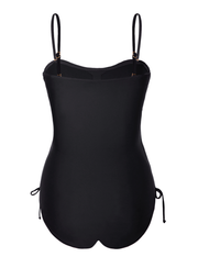 Firpearl Strapless One Piece Bathing Suit for Women Ruched Tummy Control Bandeau Swimsuits Slimming Tube Top Swimwear