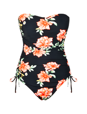 Firpearl Strapless One Piece Bathing Suit for Women Ruched Tummy Control Bandeau Swimsuits Slimming Tube Top Swimwear