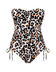 Firpearl Strapless One Piece Bathing Suit for Women Ruched Tummy Control Bandeau Swimsuits Slimming Tube Top Swimwear