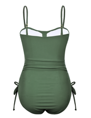 Firpearl Strapless One Piece Bathing Suit for Women Ruched Tummy Control Bandeau Swimsuits Slimming Tube Top Swimwear