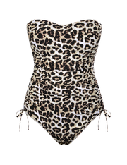 Firpearl Strapless One Piece Bathing Suit for Women Ruched Tummy Control Bandeau Swimsuits Slimming Tube Top Swimwear