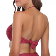 Firpearl Women Strapless Bikini Tops Retro Twist Front Bathing Suit Tops Push Up Bandeau Swimsuit