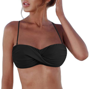 Firpearl Women Strapless Bikini Tops Retro Twist Front Bathing Suit Tops Push Up Bandeau Swimsuit