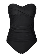 Firpearl Strapless Tankini Bathing Suits for Women Ruched Tummy Control Swimwear Halter Two Piece Swimsuit