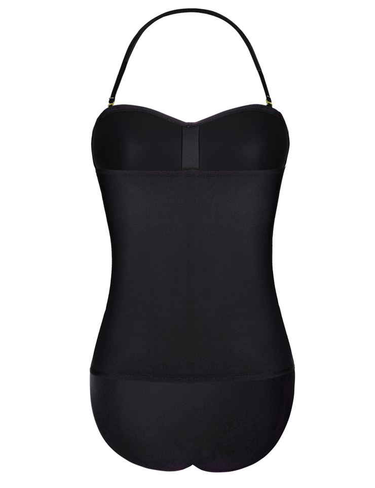 Firpearl Strapless Tankini Bathing Suits for Women Ruched Tummy Control Swimwear Halter Two Piece Swimsuit