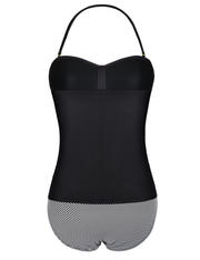 Firpearl Strapless Tankini Bathing Suits for Women Ruched Tummy Control Swimwear Halter Two Piece Swimsuit
