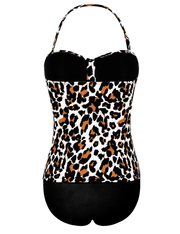 Firpearl Strapless Tankini Bathing Suits for Women Ruched Tummy Control Swimwear Halter Two Piece Swimsuit