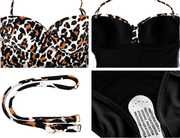 Firpearl Strapless Tankini Bathing Suits for Women Ruched Tummy Control Swimwear Halter Two Piece Swimsuit