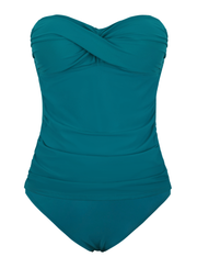 Firpearl Strapless Tankini Bathing Suits for Women Ruched Tummy Control Swimwear Halter Two Piece Swimsuit