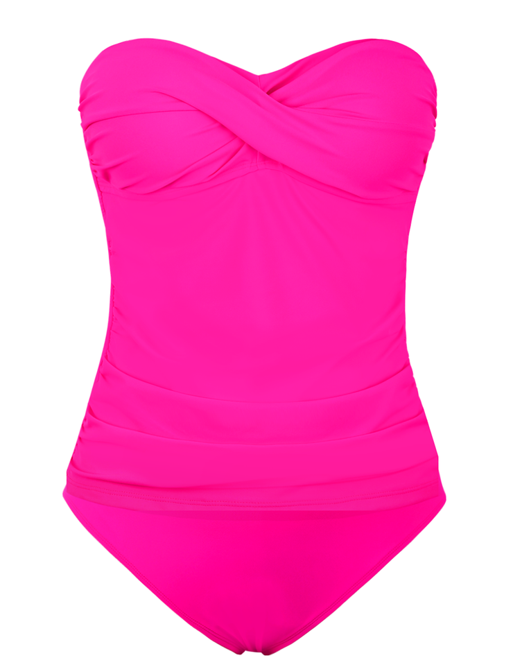 Firpearl Strapless Tankini Bathing Suits for Women Ruched Tummy Control Swimwear Halter Two Piece Swimsuit