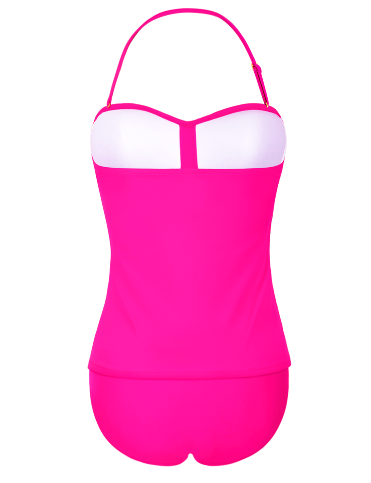 Firpearl Strapless Tankini Bathing Suits for Women Ruched Tummy Control Swimwear Halter Two Piece Swimsuit