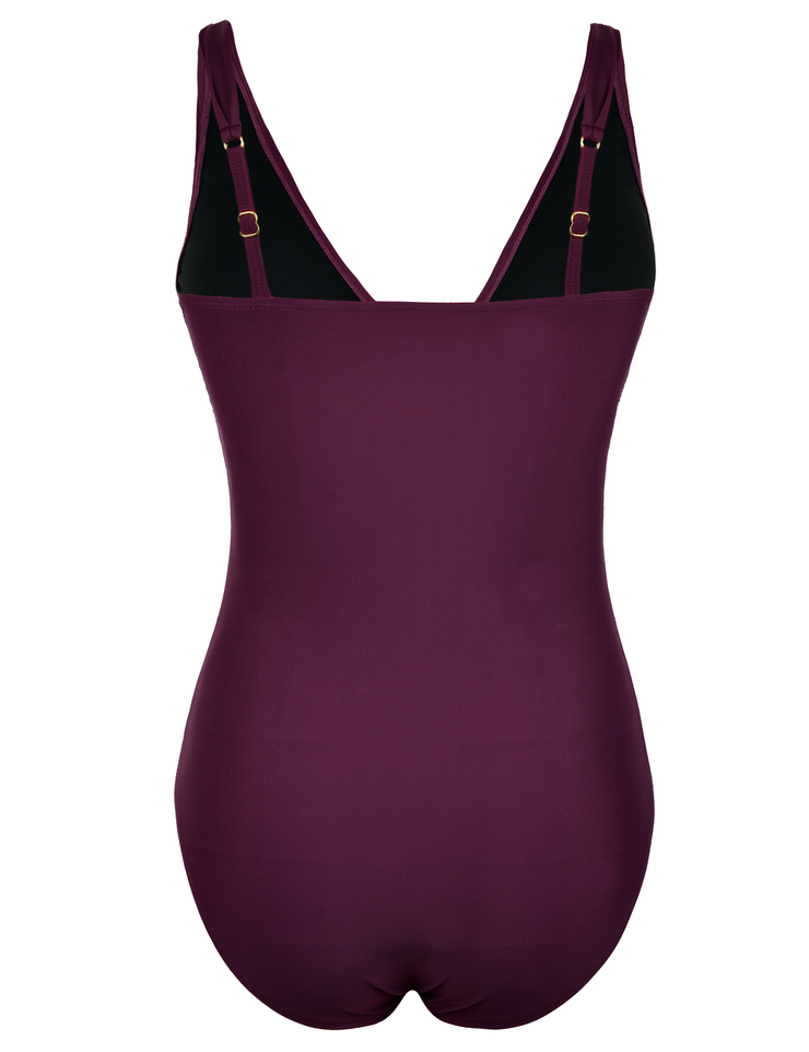 Firpearl Women's Ruffle One Piece Bathing Suits V Neck Vintage Tummy Control Swimsuit Swimwear