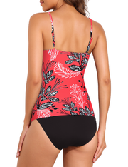 Firpearl Women's Tankini Swimsuits Twist V Neck Swim Top with Shorts Ruched Tummy Control Two Piece Bathing Suit