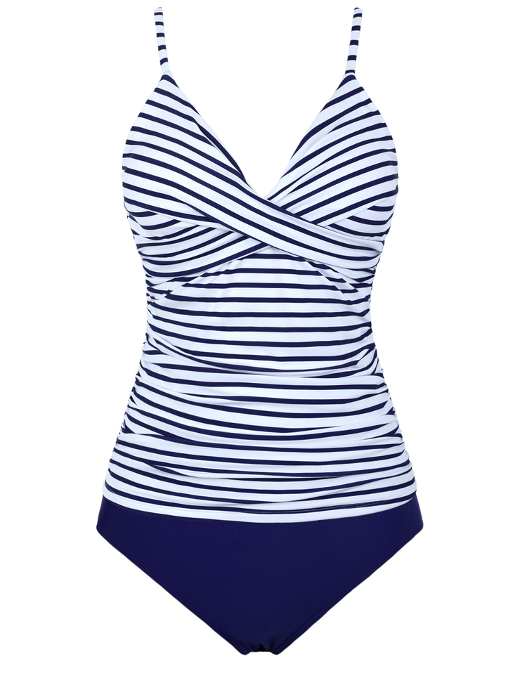 Firpearl Women's Tankini Swimsuits Twist V Neck Swim Top with Shorts Ruched Tummy Control Two Piece Bathing Suit