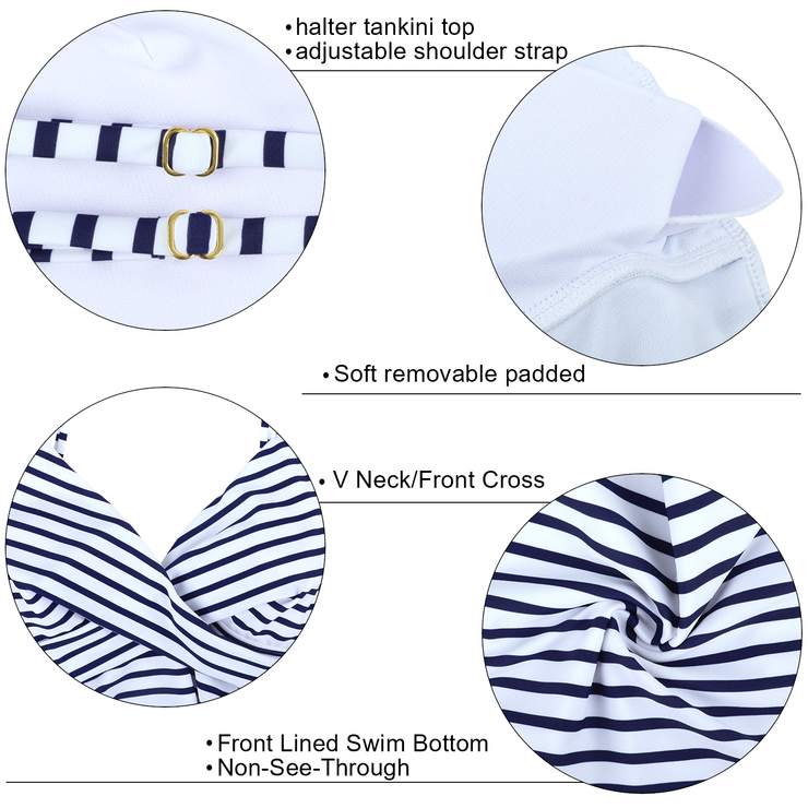 Firpearl Women's Tankini Swimsuits Twist V Neck Swim Top with Shorts Ruched Tummy Control Two Piece Bathing Suit