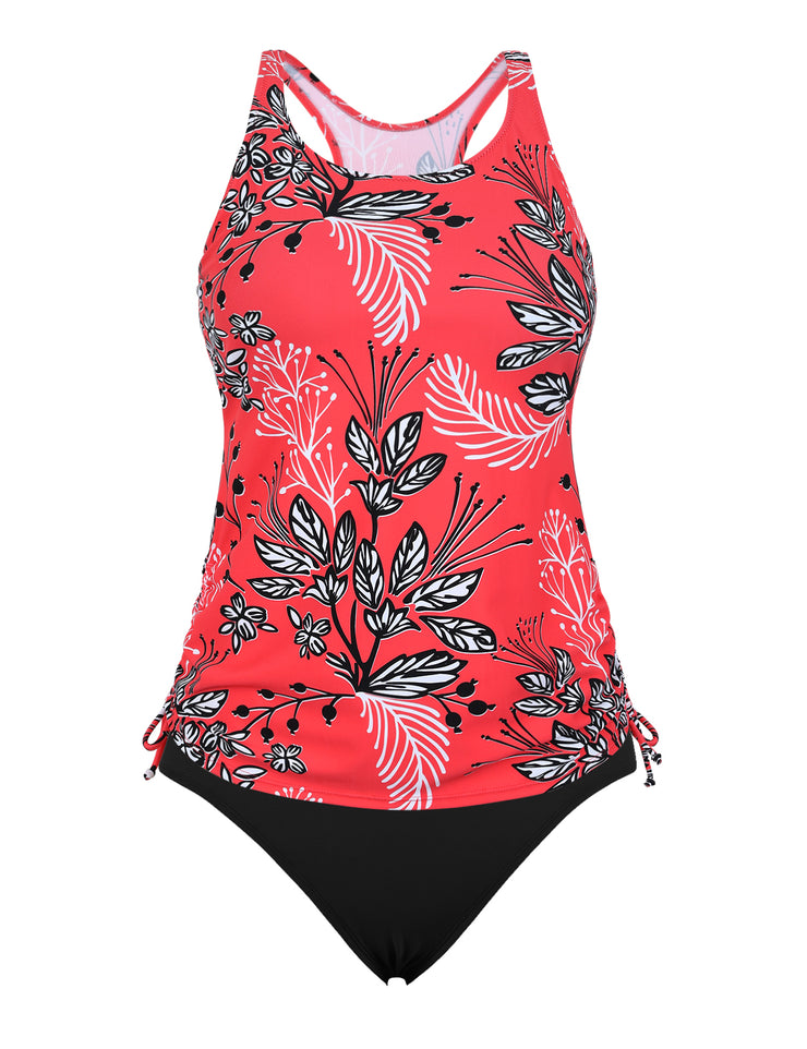 Firpearl Women's Tankini Swimsuits with Shorts Athletic Two Piece Bathing Suits Racerback Tummy Control Swimwear
