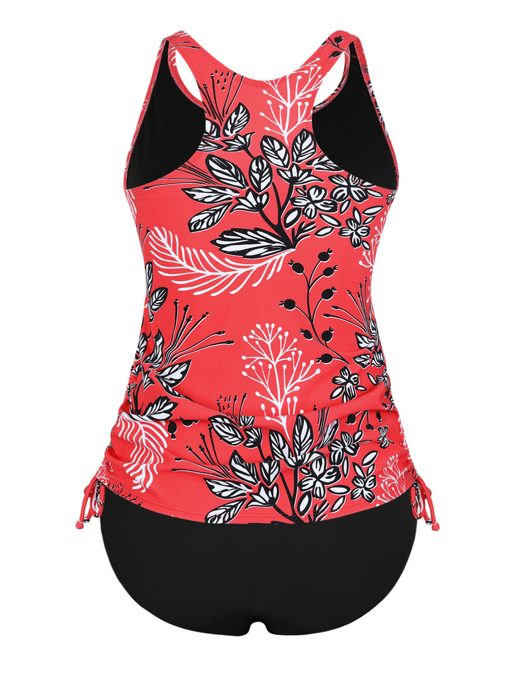 Firpearl Women's Tankini Swimsuits with Shorts Athletic Two Piece Bathing Suits Racerback Tummy Control Swimwear