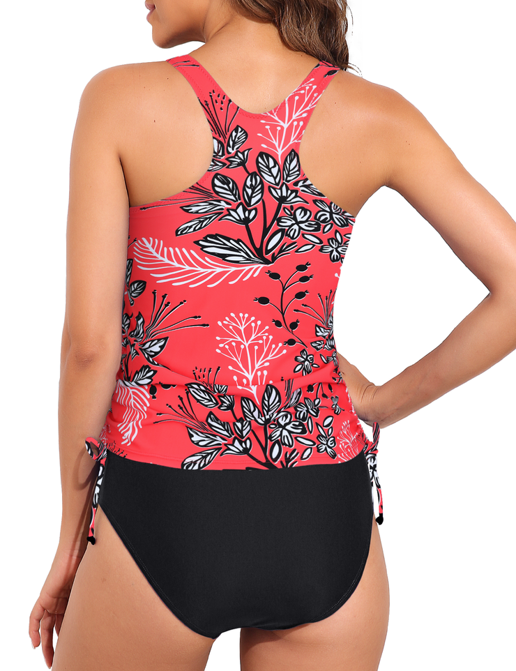 Firpearl Women's Tankini Swimsuits with Shorts Athletic Two Piece Bathing Suits Racerback Tummy Control Swimwear