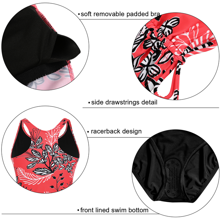 Firpearl Women's Tankini Swimsuits with Shorts Athletic Two Piece Bathing Suits Racerback Tummy Control Swimwear