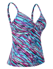 Firpearl Tankini Tops for Women Front Twist Bathing Suit Tops Ruched Tummy Control Swimsuit tops
