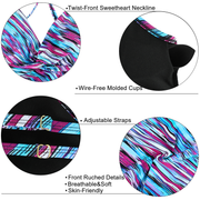 Firpearl Tankini Tops for Women Front Twist Bathing Suit Tops Ruched Tummy Control Swimsuit tops