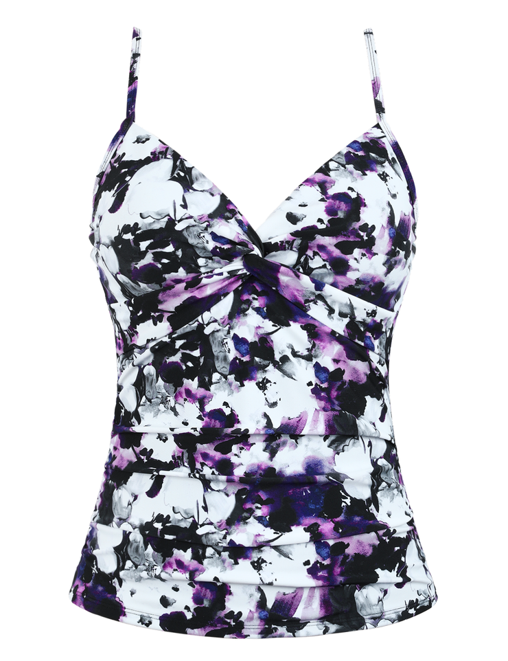 Firpearl Tankini Tops for Women Front Twist Bathing Suit Tops Ruched Tummy Control Swimsuit tops