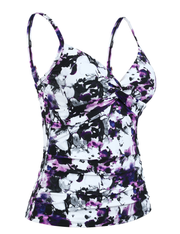 Firpearl Tankini Tops for Women Front Twist Bathing Suit Tops Ruched Tummy Control Swimsuit tops