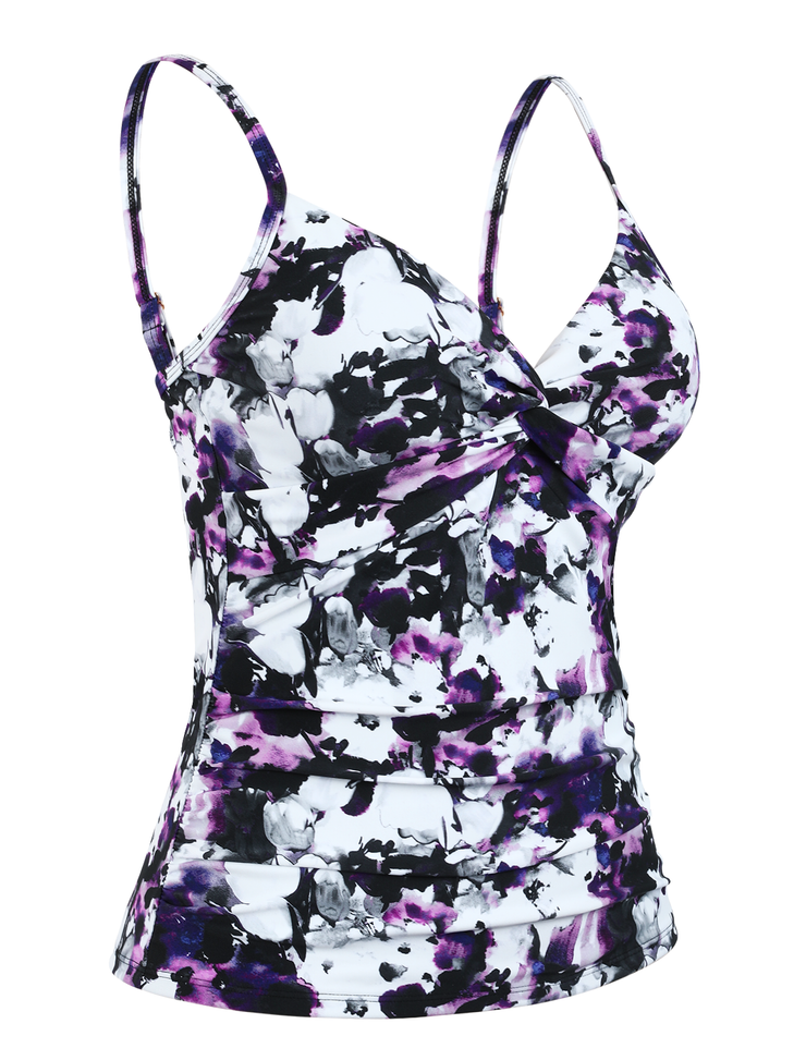 Firpearl Tankini Tops for Women Front Twist Bathing Suit Tops Ruched Tummy Control Swimsuit tops