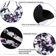 Firpearl Tankini Tops for Women Front Twist Bathing Suit Tops Ruched Tummy Control Swimsuit tops