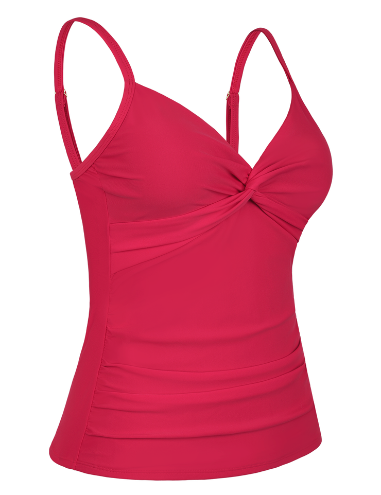Firpearl Tankini Tops for Women Front Twist Bathing Suit Tops Ruched Tummy Control Swimsuit tops