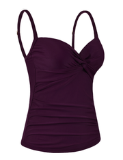 Firpearl Tankini Tops for Women Front Twist Bathing Suit Tops Ruched Tummy Control Swimsuit tops