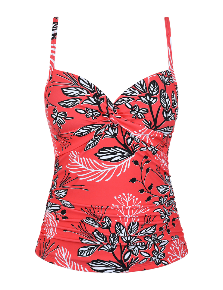 Firpearl Tankini Tops for Women Front Twist Bathing Suit Tops Ruched Tummy Control Swimsuit tops