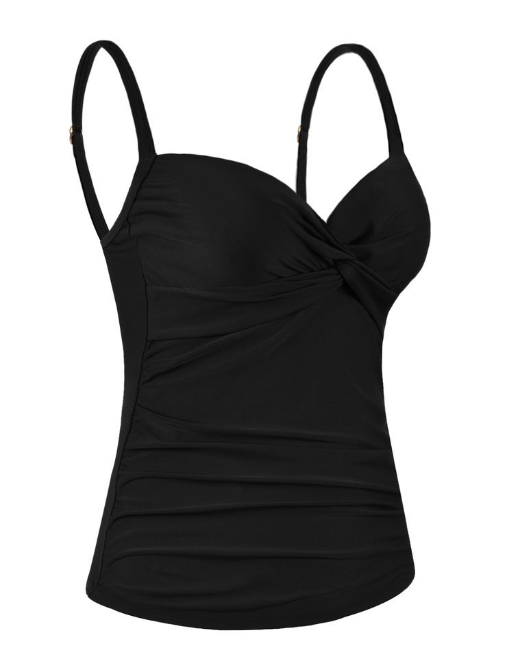 Firpearl Tankini Tops for Women Front Twist Bathing Suit Tops Ruched Tummy Control Swimsuit tops
