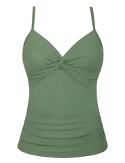 Firpearl Tankini Tops for Women Front Twist Bathing Suit Tops Ruched Tummy Control Swimsuit tops