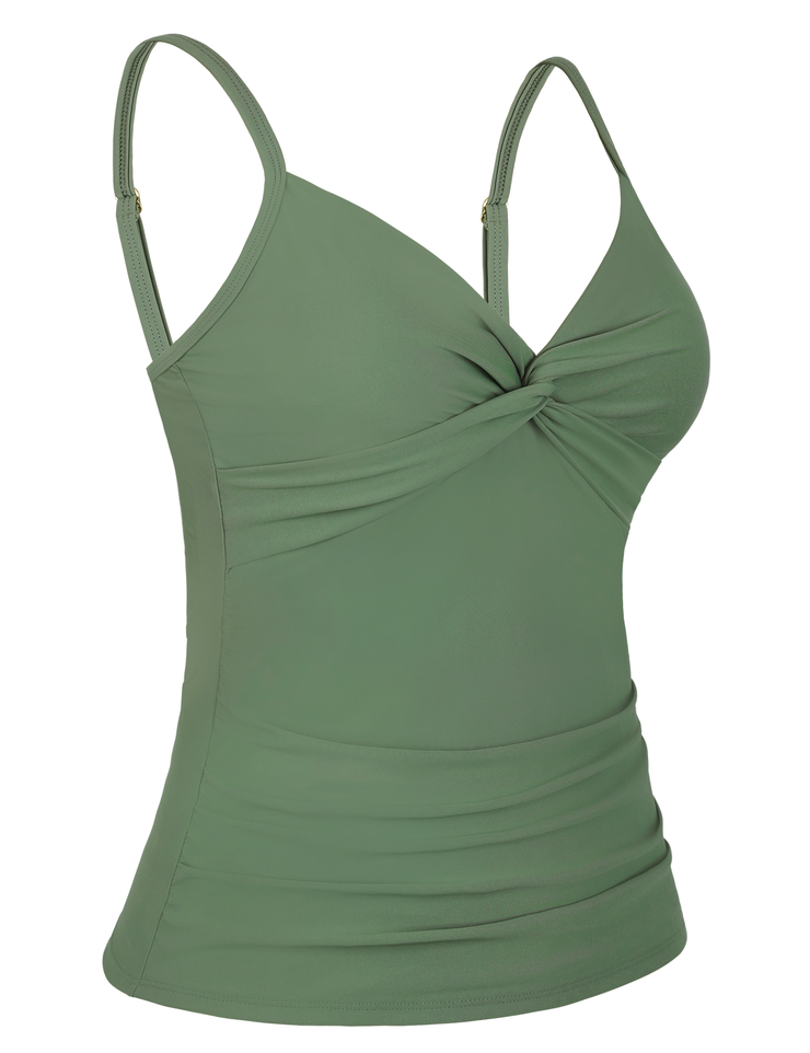 Firpearl Tankini Tops for Women Front Twist Bathing Suit Tops Ruched Tummy Control Swimsuit tops