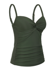 Firpearl Tankini Tops for Women Front Twist Bathing Suit Tops Ruched Tummy Control Swimsuit tops
