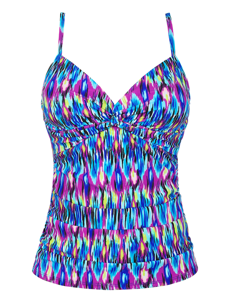 Firpearl Tankini Tops for Women Front Twist Bathing Suit Tops Ruched Tummy Control Swimsuit tops