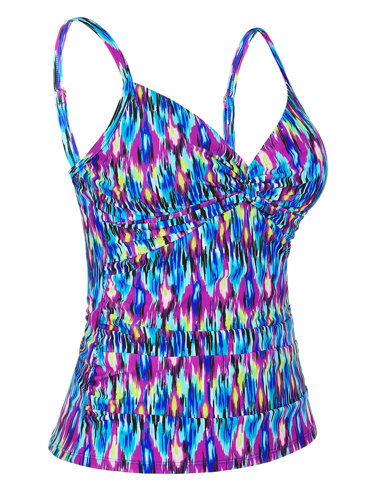 Firpearl Tankini Tops for Women Front Twist Bathing Suit Tops Ruched Tummy Control Swimsuit tops