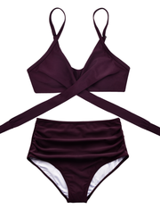 Fiprearl Women Wrap Bikini Set Push Up High Waisted Two Piece Swimsuit